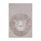 Distant Whispers Lion Woven Rug with neutral tones and circular mane design