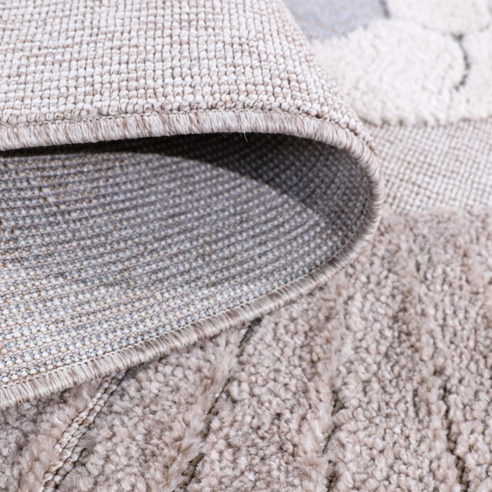 Distant Whispers Lion Woven Rug texture detail in soft neutral colors