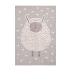 Quiet Reverie Sheep Woven Rug with heart shapes for children's room