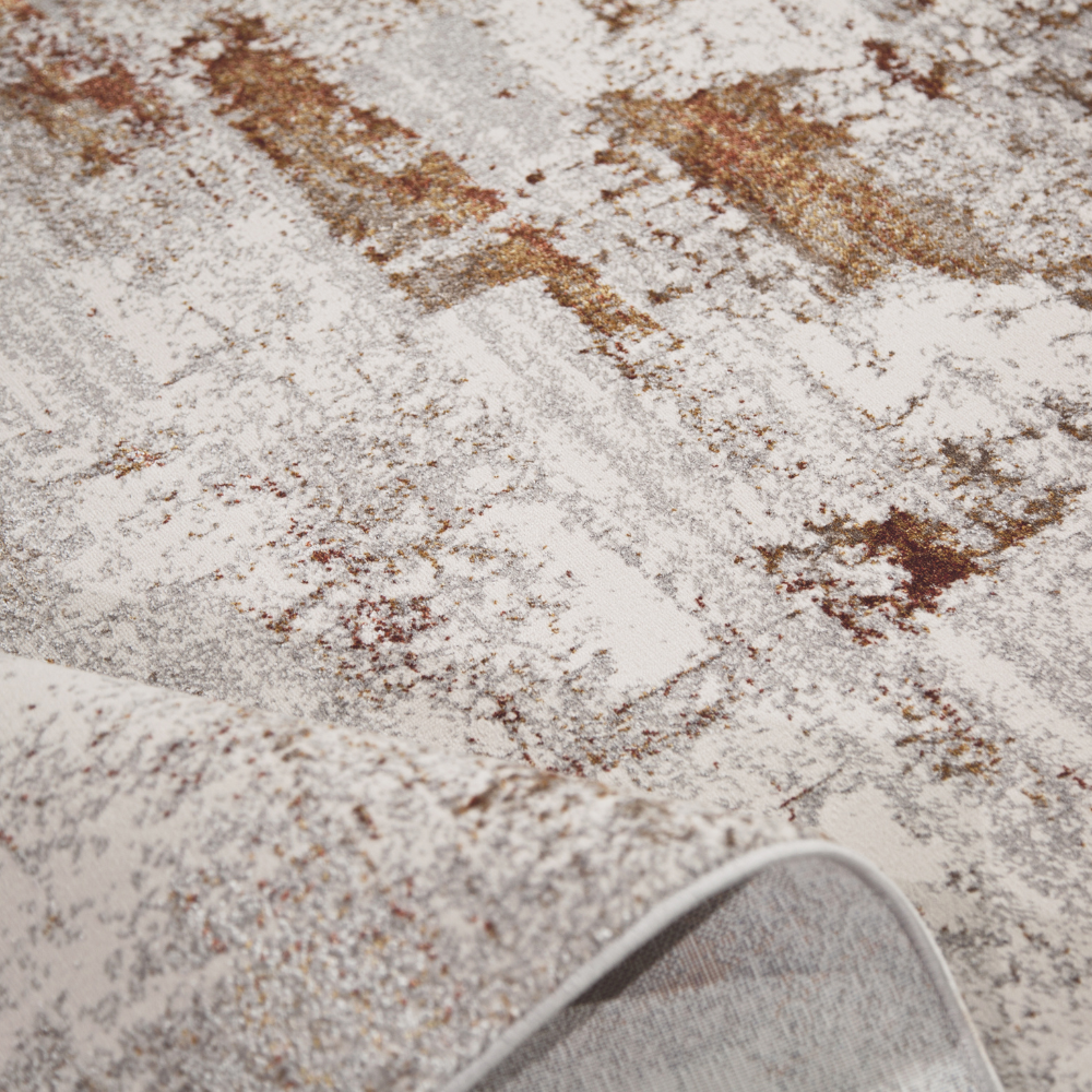 Belle Abstract Textured Rug in gray and brown, stylish addition for modern interiors.