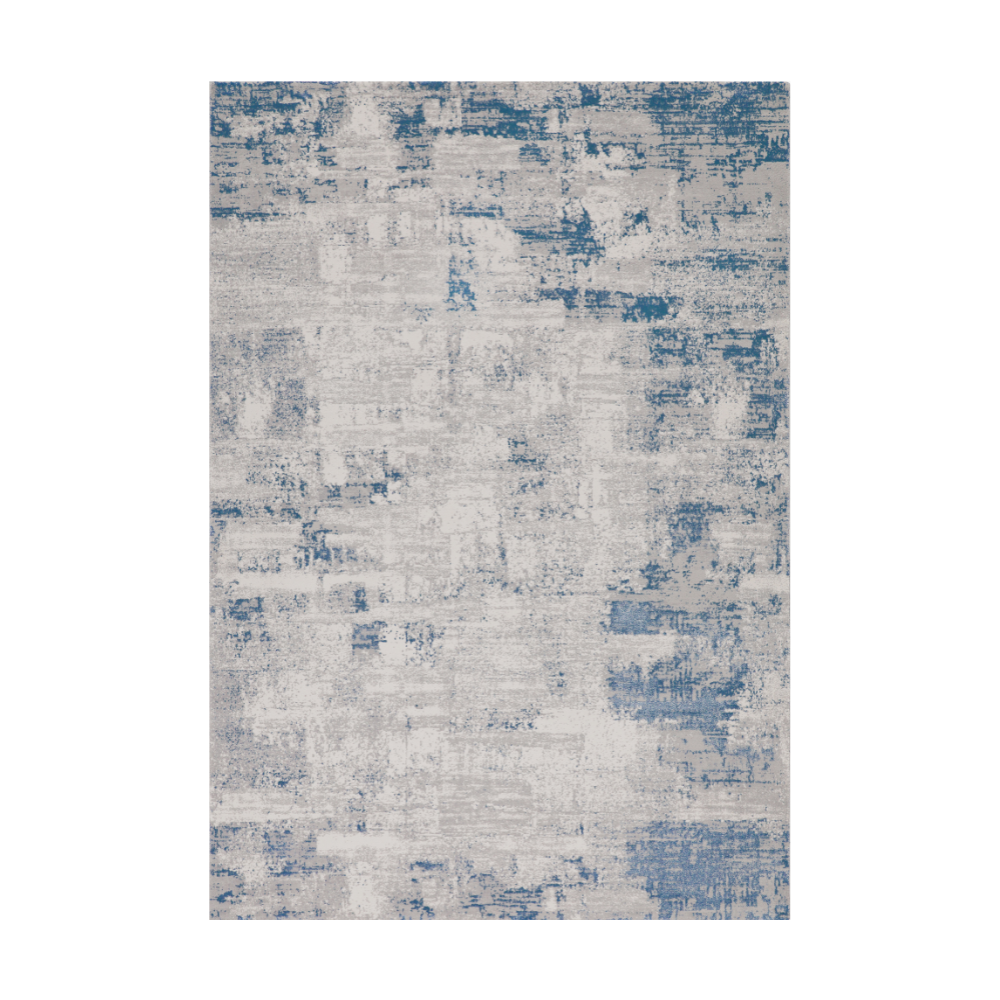 Kai abstract textured rug in blue and gray, perfect for stylish home decor.