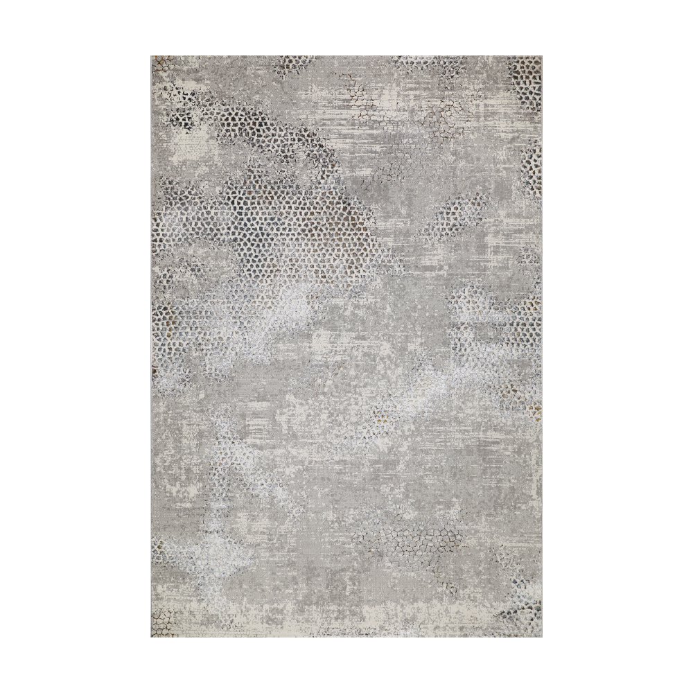 Gray modern textured rug with honeycomb pattern for stylish home decor.