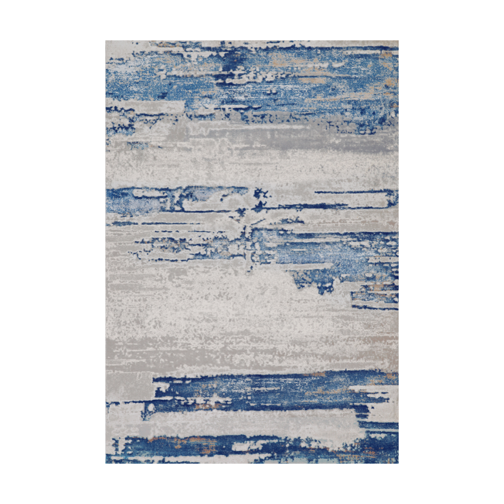 Juno Abstract Textured Rug in blue and gray, perfect for modern living spaces.