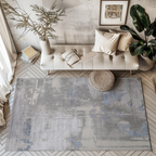 Reed Abstract Textured Rug in gray and blue, ideal for contemporary living spaces.