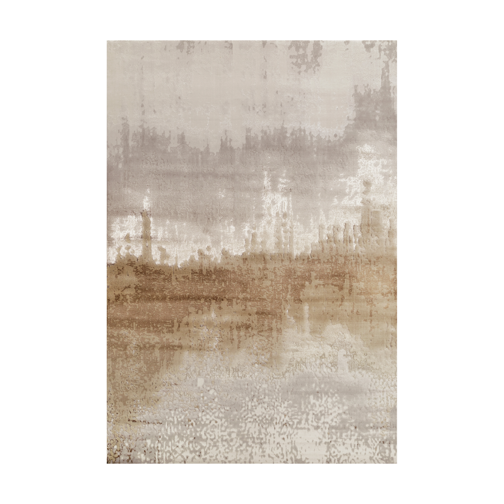 Eden Abstract Textured Rug in beige and taupe hues, perfect for modern home decor.