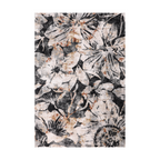 Lily flower textured rug in black, white, and orange colors