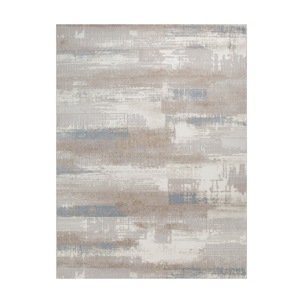 Amara Abstract Textured Rug in beige, gray, and blue colors