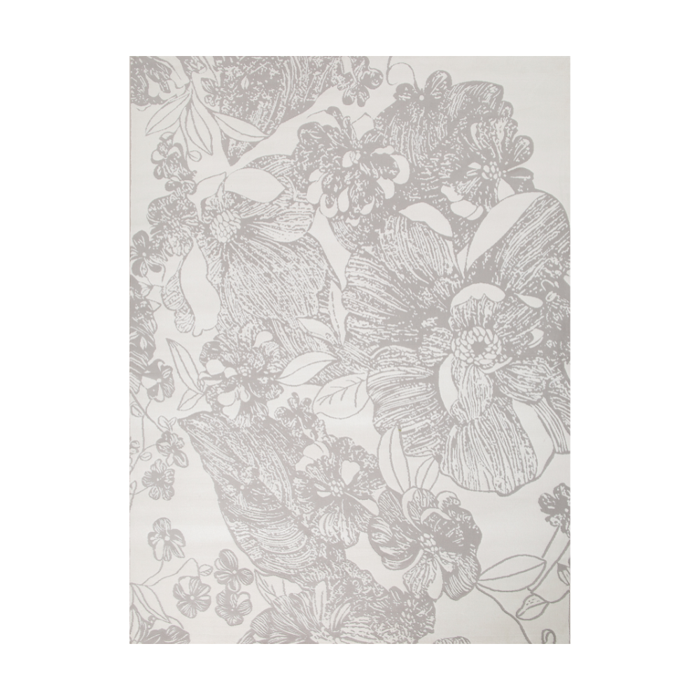 Celeste Flower Textured Rug with floral design in grey tones