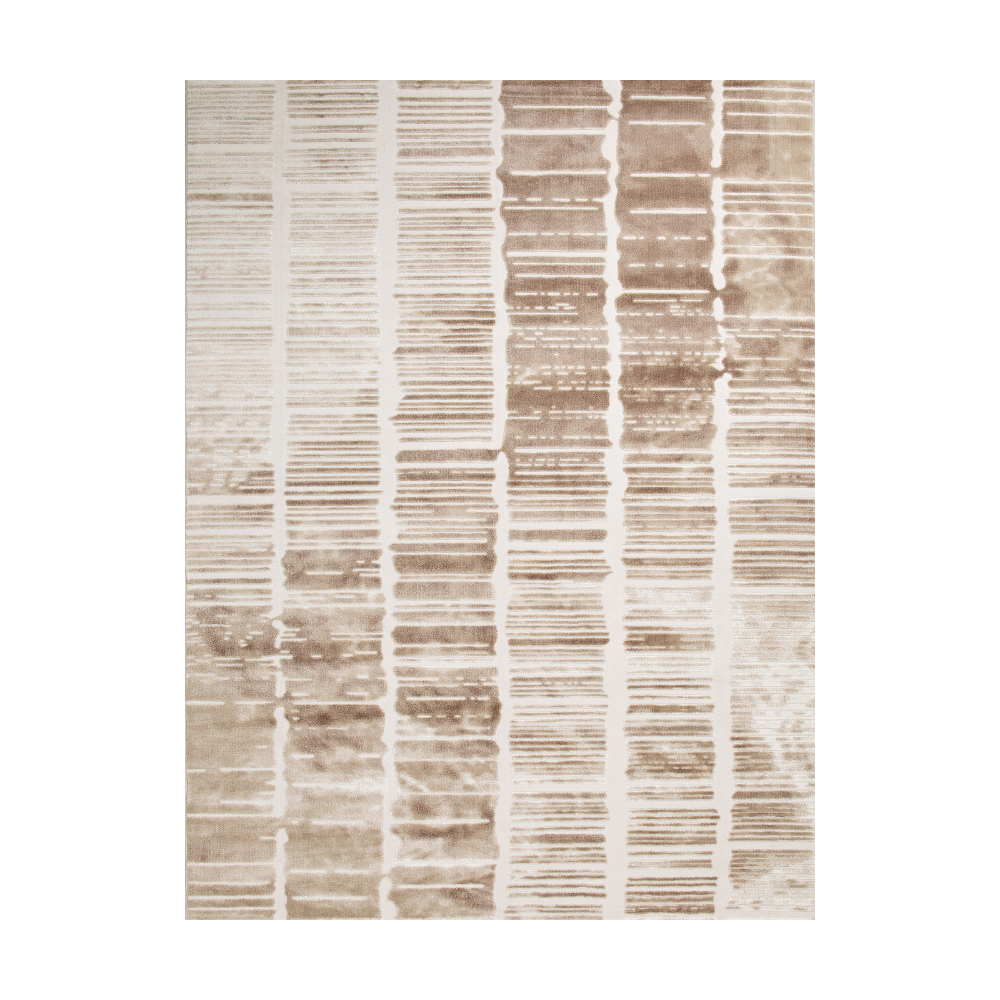 Atlas Strip Textured Rug in beige with modern stripe design