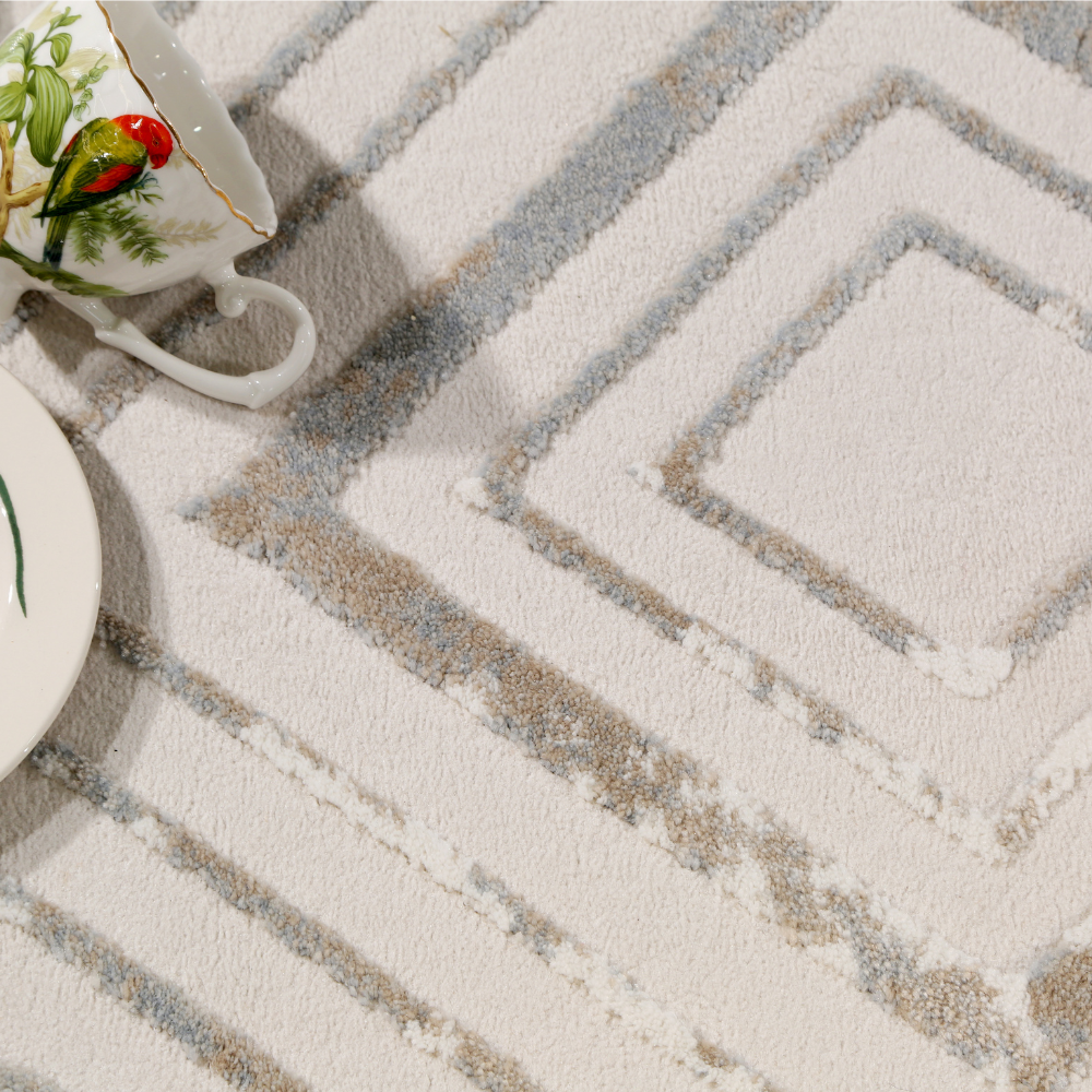 Geometric Remy Diamond Textured Rug, ideal for modern home decor.