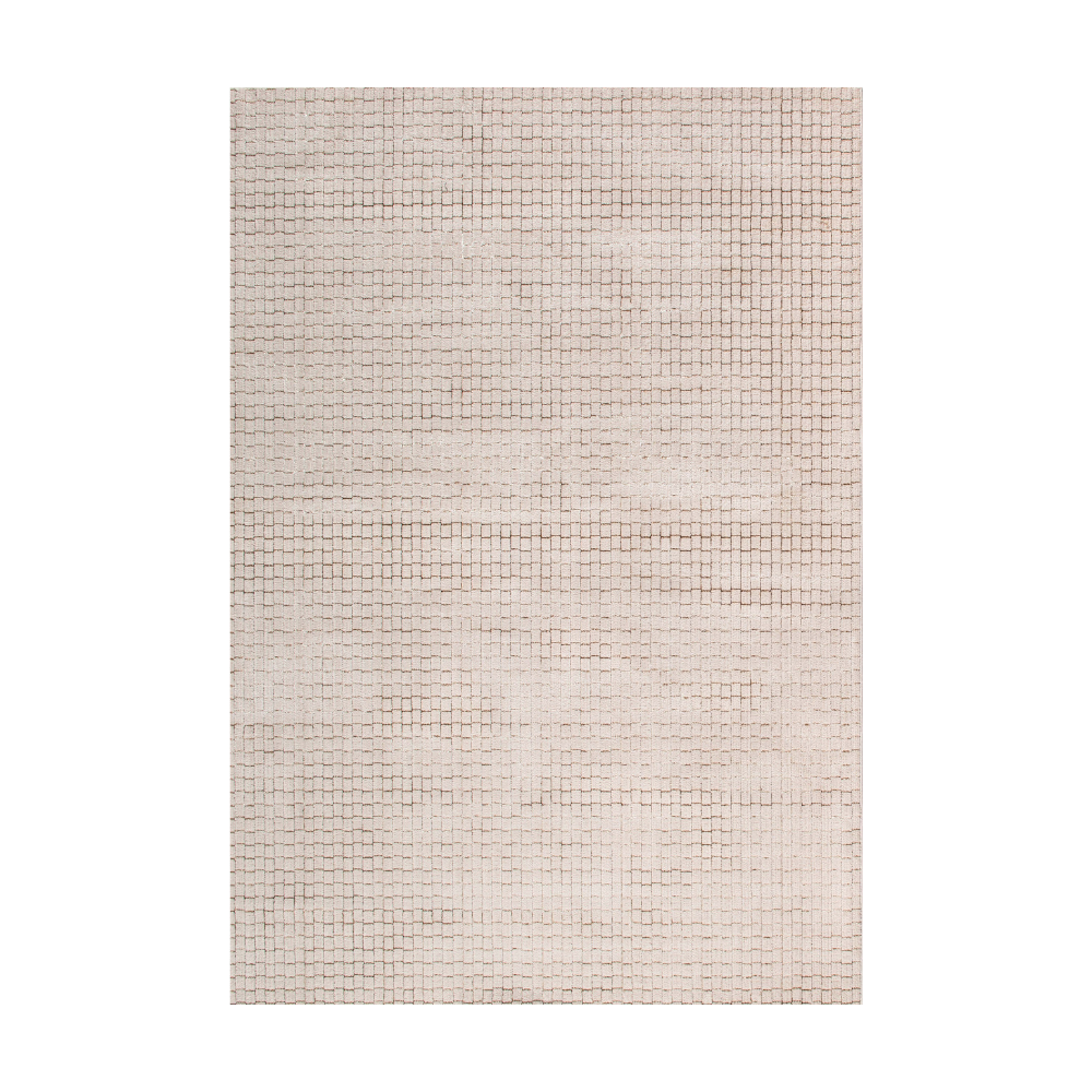 Cleo Checkered Textured Rug in neutral tones