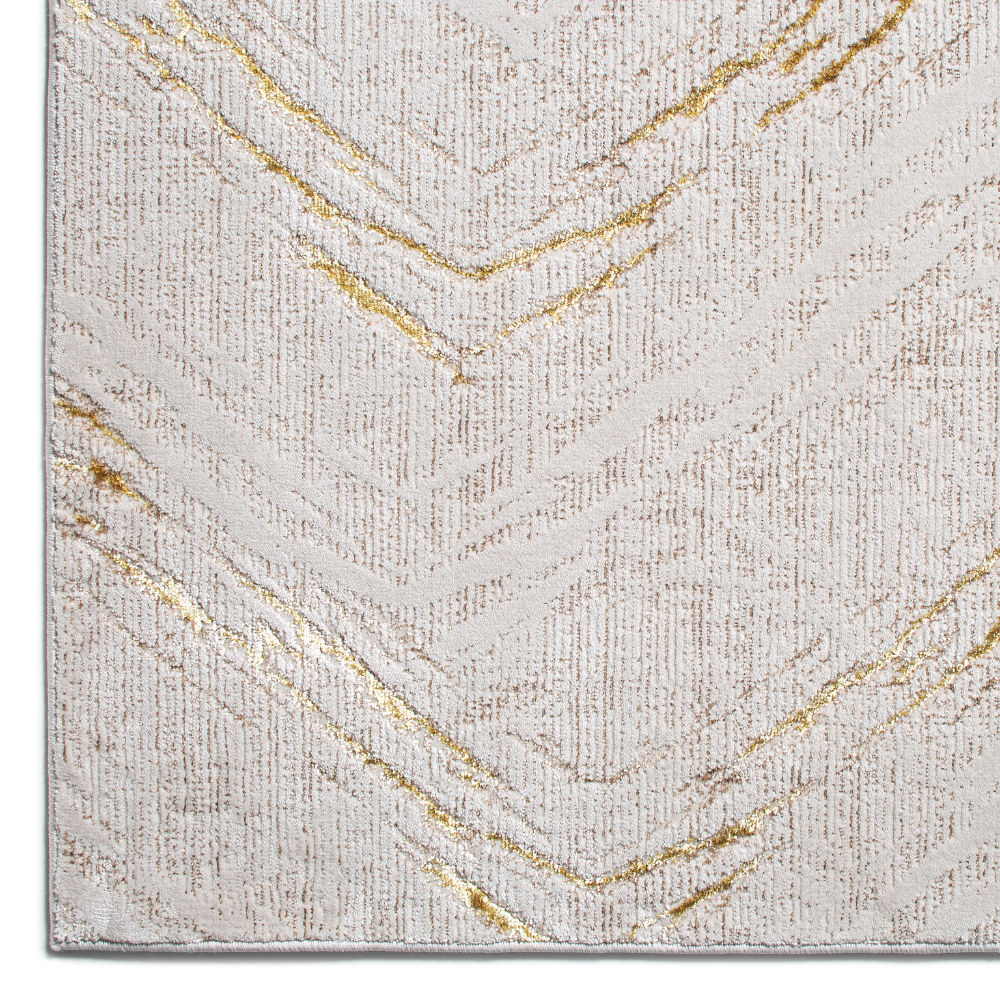 Textured zigzag rug with gold accents for modern home interiors