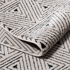 Zephyr Triangle Textured Rug with black and white geometric pattern.