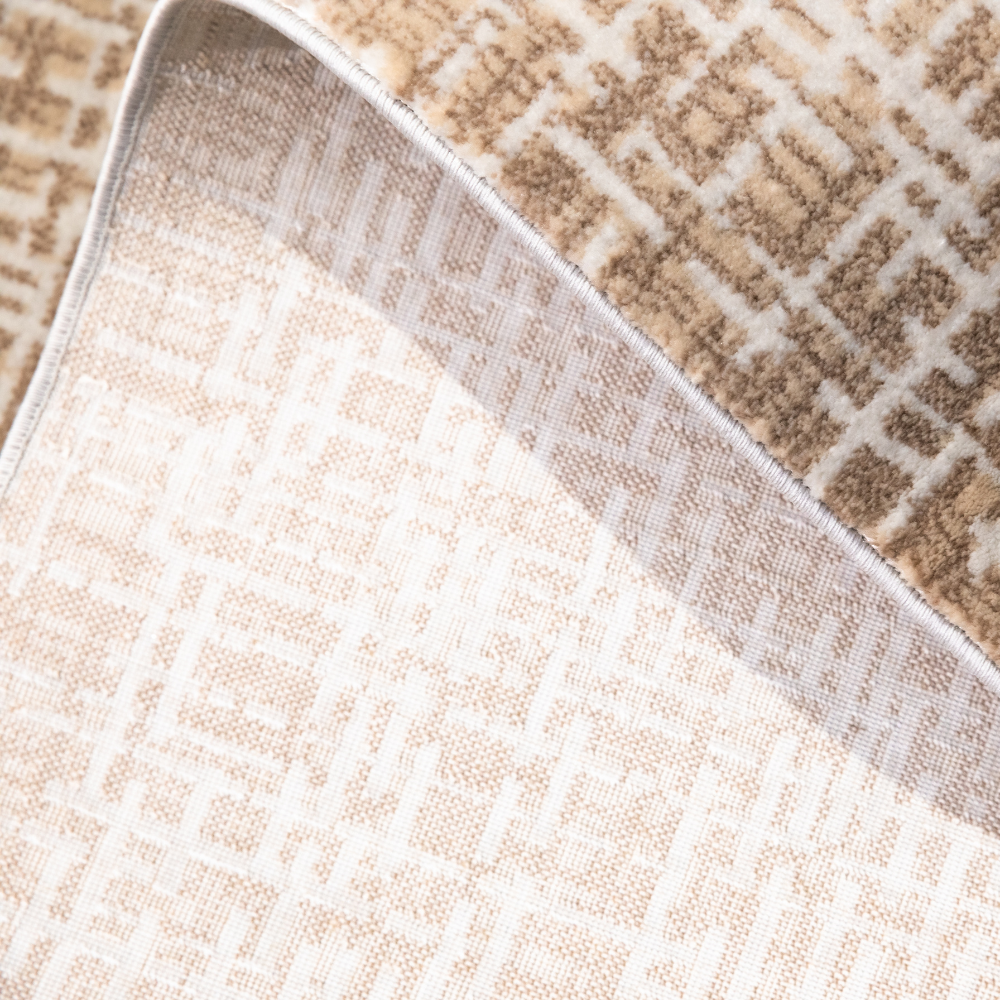 Beige Ariel Checkered Textured Rug showcasing a soft design suitable for modern interiors.