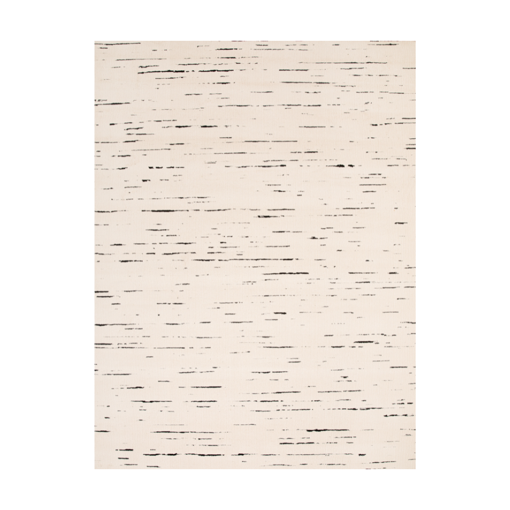 Marlow Abstract Textured Rug in cream and black, modern design, washable