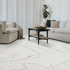 Aeron Abstract Textured Rug in cream with geometric pattern, ideal for stylish living rooms.