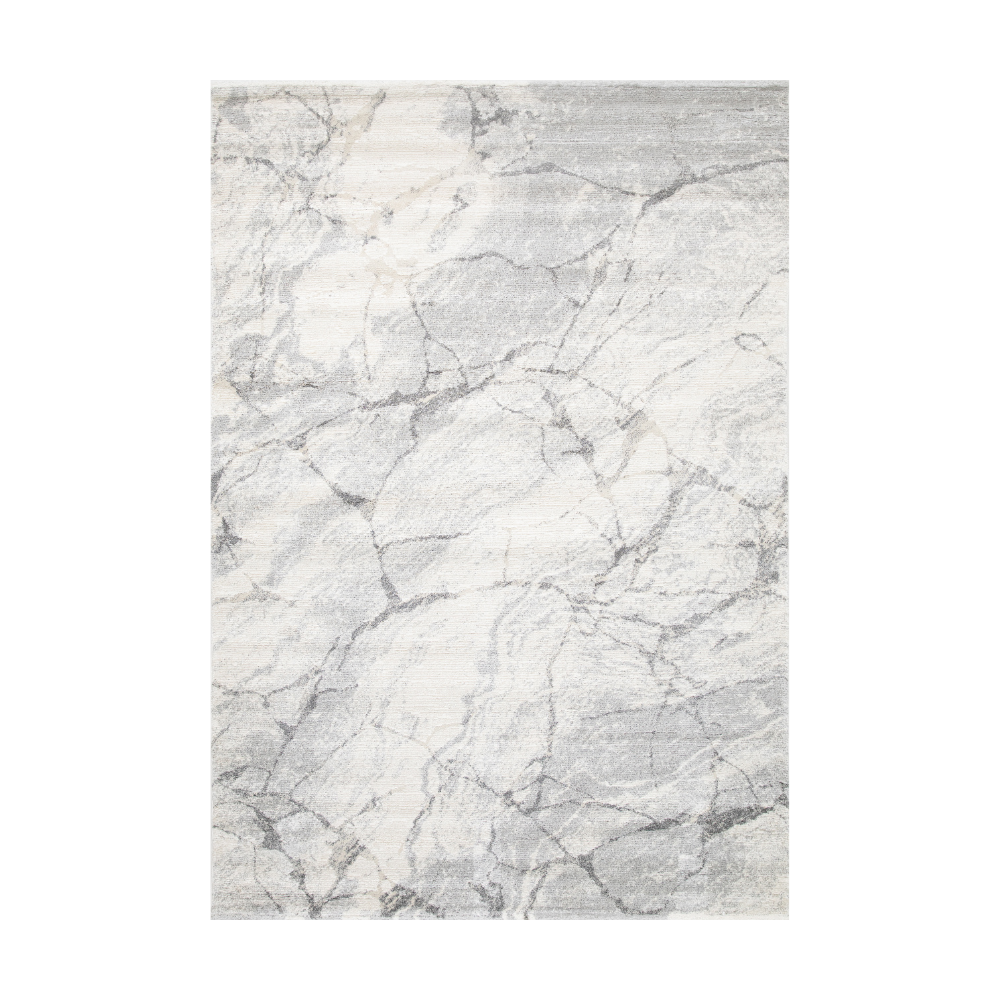 Drystan abstract textured rug in gray and white marble design