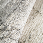 Drystan abstract rug with gray and white marble pattern, ideal for modern decor