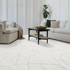 Cream Nyx geometric rug enhancing cozy living room decor