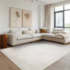 Light Romulus textured rug enhancing a contemporary living room aesthetic.