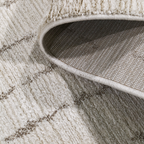 Iskander Stripe Textured Rug in cream with soft texture and subtle stripe design.
