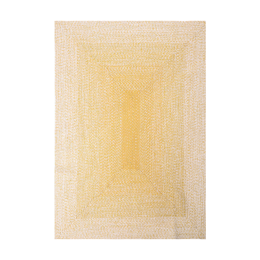 Frosted Twilight Vintage Outdoor Woven Rug in yellow and cream colors